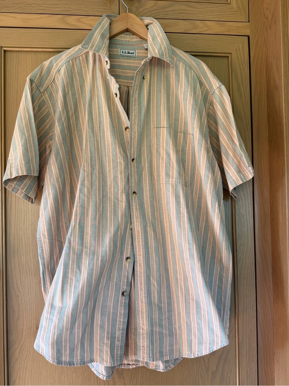 Vintage L.L. Bean Short-Sleeve Vertical Stripe Shirt Cotton Tall / XLGTALL